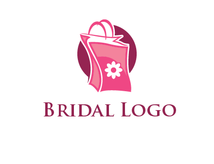 3D shopping bag in circle logo