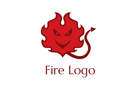 devil face with fire logo