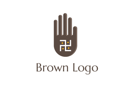 hand logo with the Swastika symbol