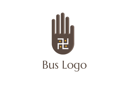 hand logo with the Swastika symbol