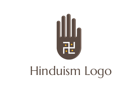 hand logo with the Swastika symbol