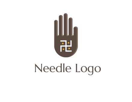 hand logo with the Swastika symbol