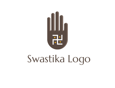 hand logo with the Swastika symbol