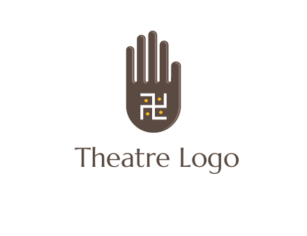 hand logo with the Swastika symbol