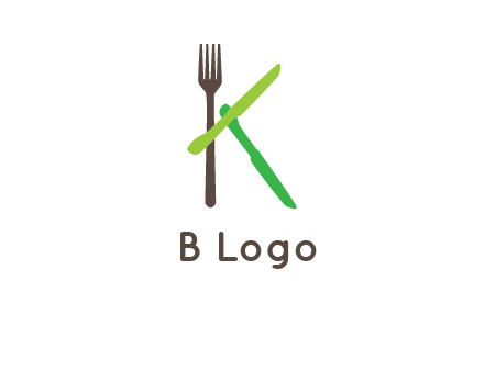 letter K with knives and fork