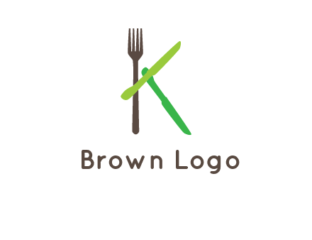 letter K with knives and fork