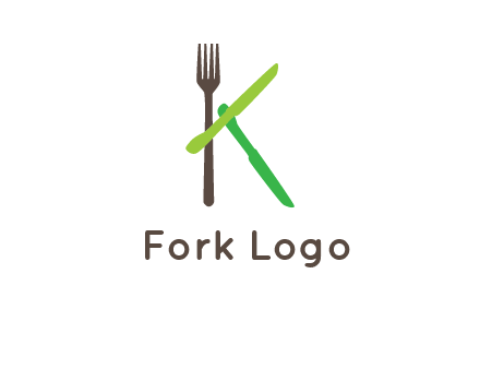 letter K with knives and fork