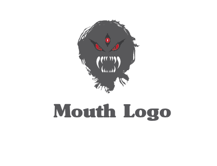 demon face or monster logo with three eyes