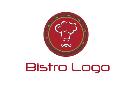 chef with hat in circle with pattern ring restaurant logo