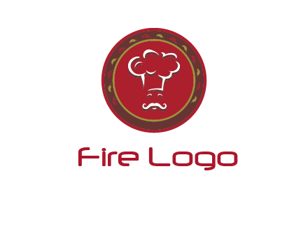 chef with hat in circle with pattern ring restaurant logo