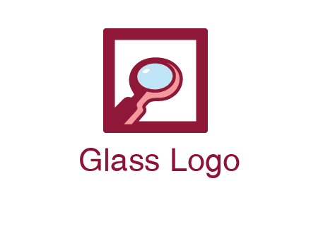 magnifying glass in square line logo icon