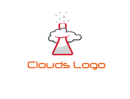 cloud around chemical flask research logo