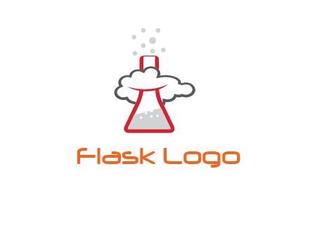 cloud around chemical flask research logo