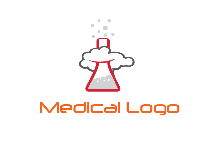 cloud around chemical flask research logo