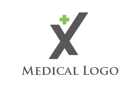 letter X with first aid sign