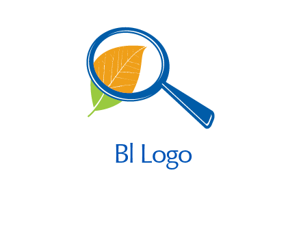 magnifying glass over leaf research logo