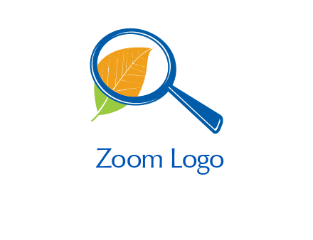 magnifying glass over leaf research logo