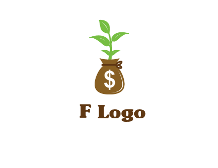 money bag with plant