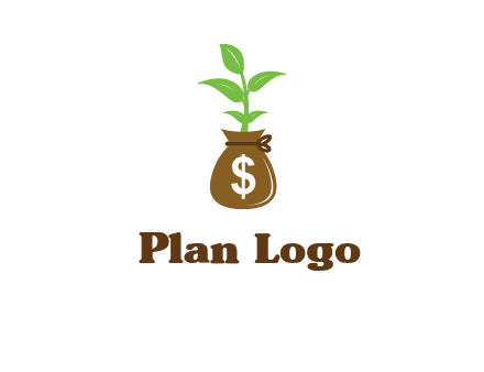 money bag with plant