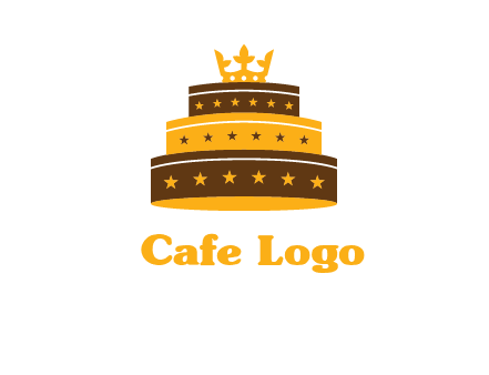 triple layer cake logo with crown