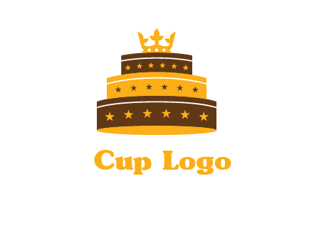 triple layer cake logo with crown