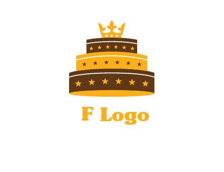 triple layer cake logo with crown