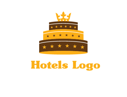 triple layer cake logo with crown