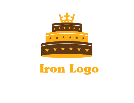 triple layer cake logo with crown