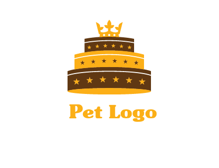 triple layer cake logo with crown