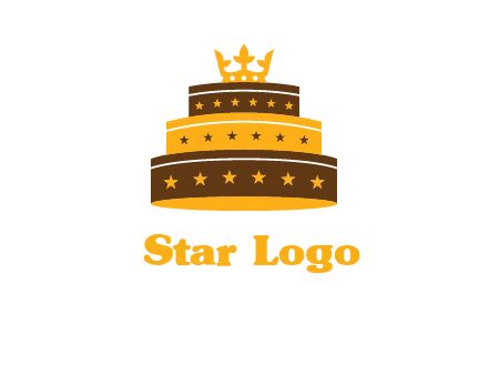 triple layer cake logo with crown