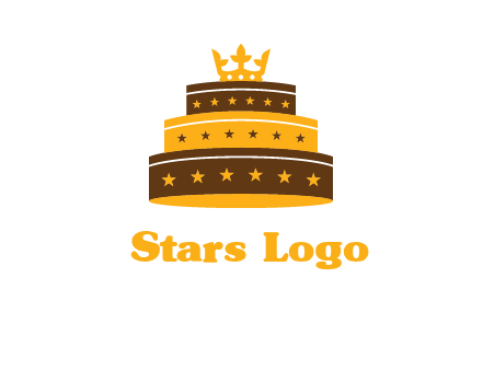 triple layer cake logo with crown