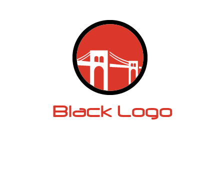 drawstring bridge in circle logo graphic