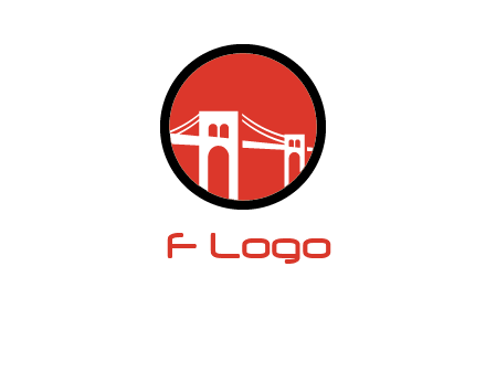 drawstring bridge in circle logo graphic