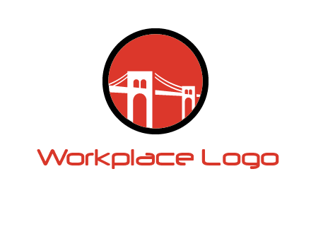 drawstring bridge in circle logo graphic