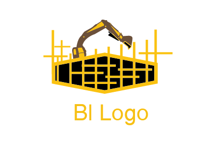 pillars in structure with digger construction logo