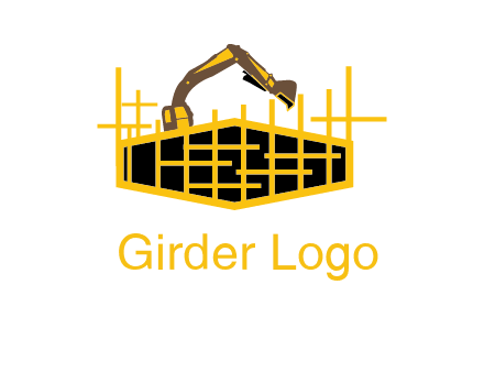 pillars in structure with digger construction logo