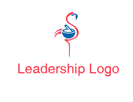 flamingo holding pestle mortar logo icon