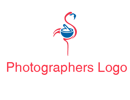 flamingo holding pestle mortar logo icon