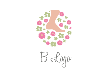 flowers and foot in circle spa logo