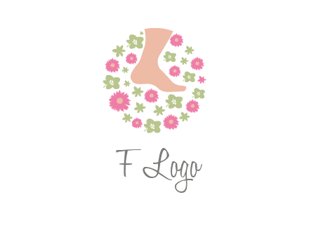 flowers and foot in circle spa logo