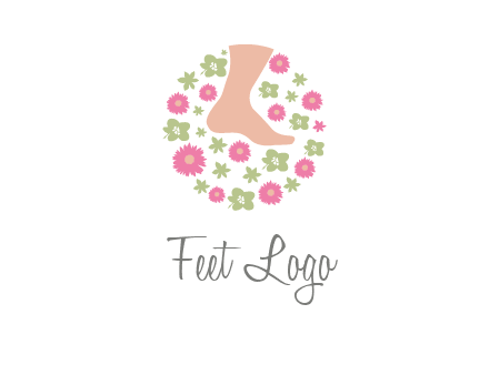 flowers and foot in circle spa logo