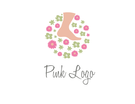 flowers and foot in circle spa logo