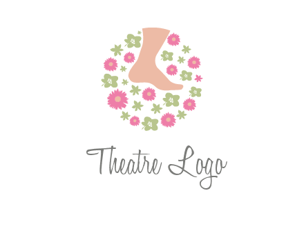 flowers and foot in circle spa logo