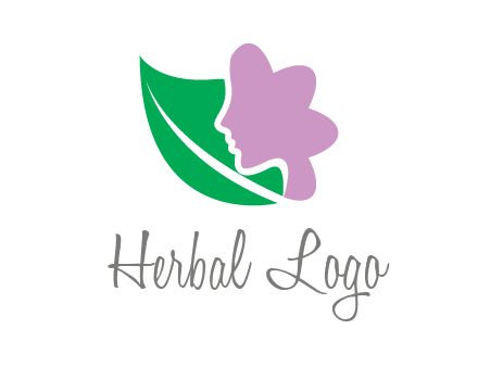 leave and woman head as flower logo icon