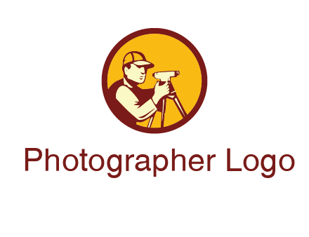 man surveyor holding theodolite in colored circle engineering logo