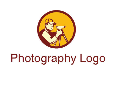 man surveyor holding theodolite in colored circle engineering logo