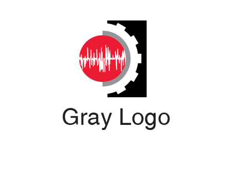 sound waves in circle and gear logo