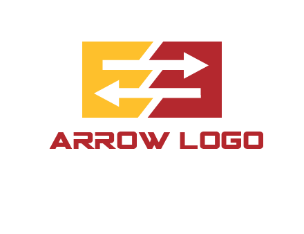 Letters EE creating arrows inside rectangle logo