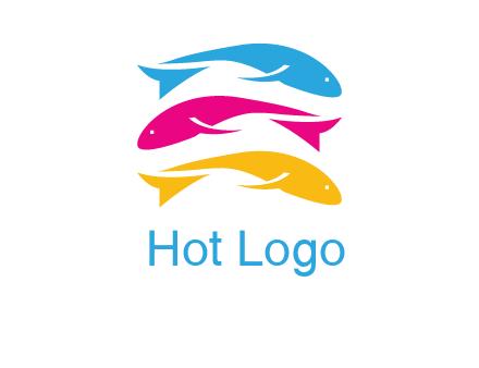 colorful fishes on top of each other printing logo