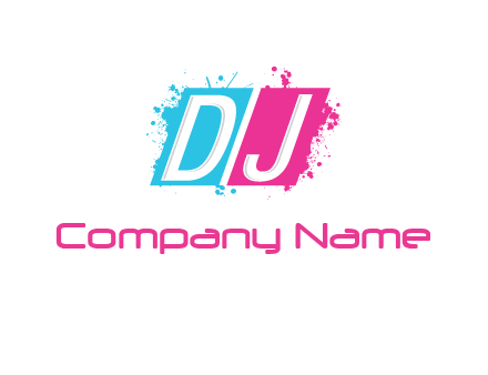 letters dj are in splash Rectangle logo